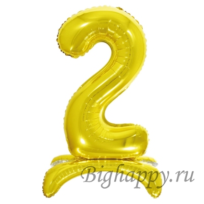 Шарцифры золотые от 0 до 9 на подставке