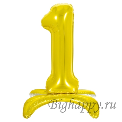 Шарцифры золотые от 0 до 9 на подставке