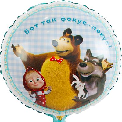 Фольгированный воздушный шар Маша и Медведь Ромашки