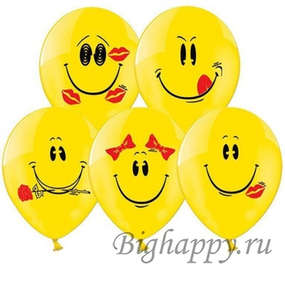 Воздушные гелиевые шары «Жёлтые смайлики» фото