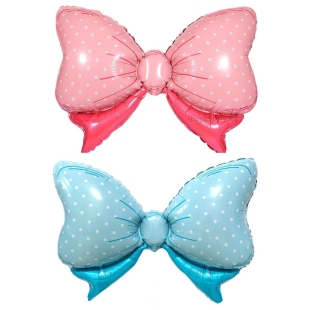 Фольгированный шар "Бант - розовый и голубой" фото