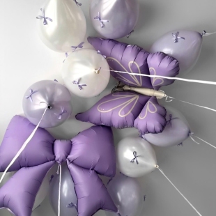 Шары с гелием под потолок &laquo;Лавандовая нежность&raquo; фото