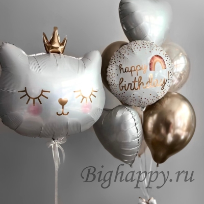 Воздушные шары с гелием «Котёнокпринцесса»