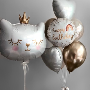 Воздушные шары с гелием «Котёнок-принцесса» фото