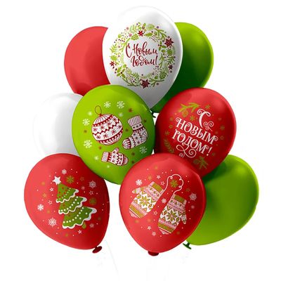 Латексные воздушные шары с гелием Новогодние шарики