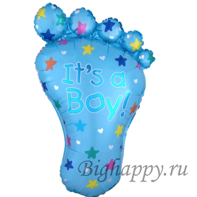 Фольгированный шар фигура Ножка младенца, голубая и розовая