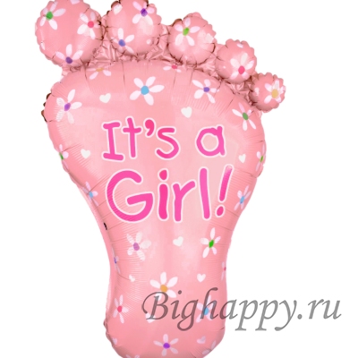 Фольгированный шар фигура Ножка младенца, голубая и розовая