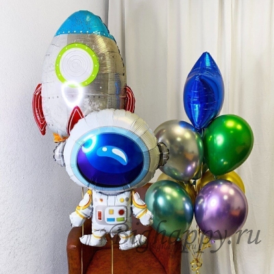 Композиция из фольгированных воздушных шаров Космос