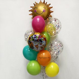Композиция из шаров &quot;Золотое солнышко&quot; фото
