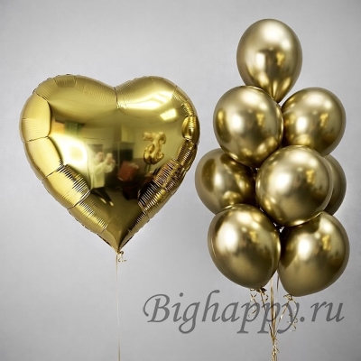 Композиция из шаров с гелием Золото любви