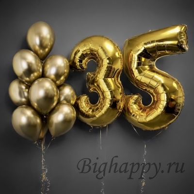 Композиция с фольгированными шарами-цифрами "35" фото