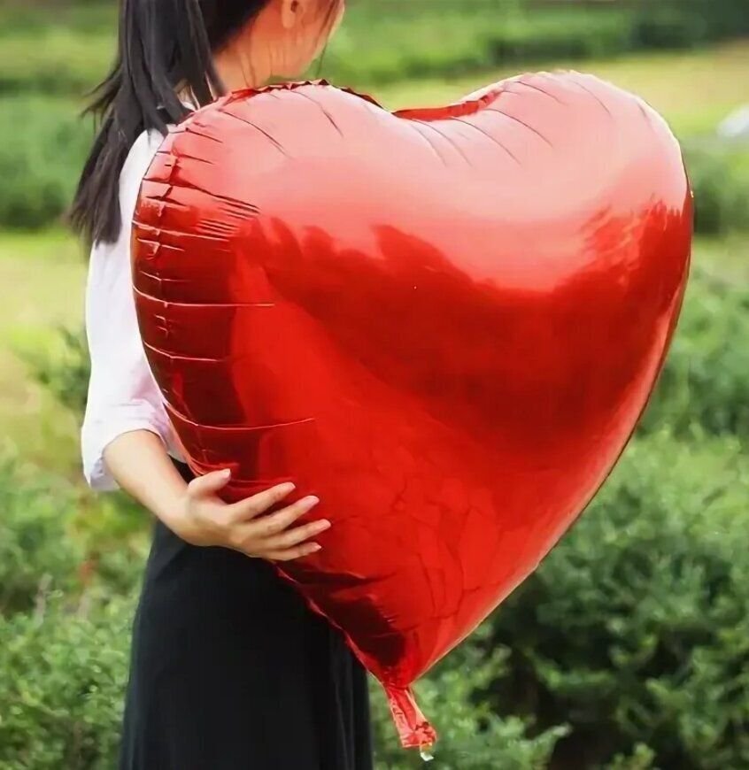 Большое фольгированное сердце без рисунка, 81 см (гелий)