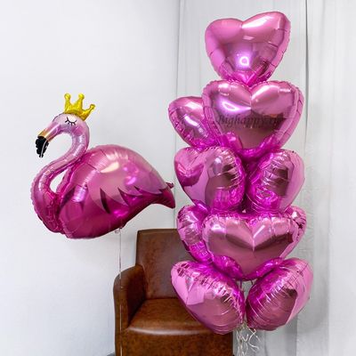 Букет фольгированных розовых шаров сердец