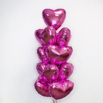 Букет фольгированных розовых шаров сердец