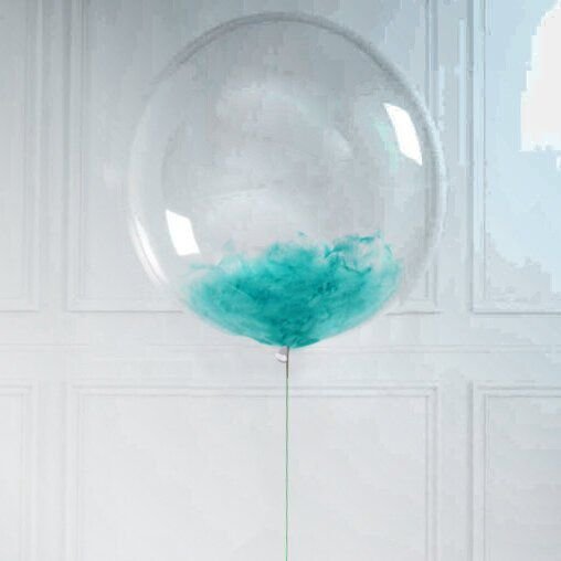 Шар Bubble с перьями, 46 см (гелий)