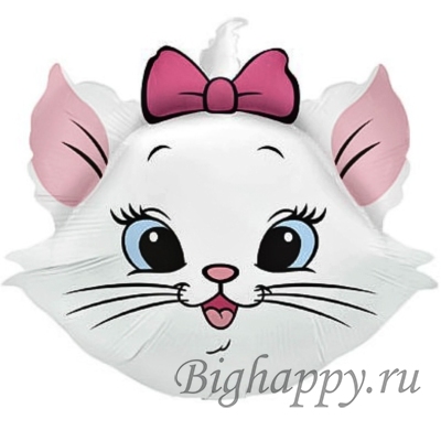 Белая кошечка Мария с розовым бантом, 58 см фото
