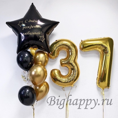 Композиция из воздушных шаров Чёрное золото на День рождения