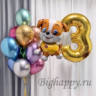 Композиция из надувных шаров на день рождения 3 года с Крепышом фото