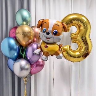 Композиция из надувных шаров на день рождения 3 года с Крепышом фото