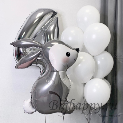Композиция из воздушных шаров Зайка и облако на День рождения