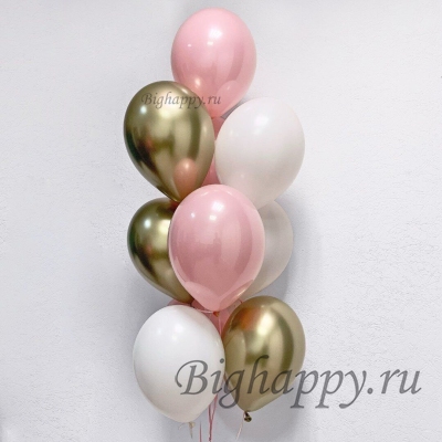 Фонтан из шаров на свадьбу розовый с золотом &quot;Нежное сияние&quot; фото