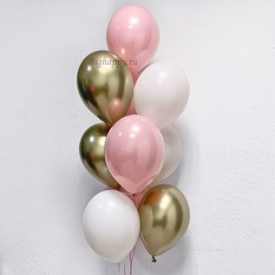 Фонтан из шаров на свадьбу розовый с золотом &quot;Нежное сияние&quot; фото