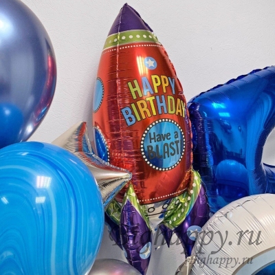Композиция из воздушных шаров Космическая Одиссея на День рождения
