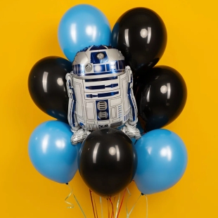 Композиция из шаров звездные войны с роботом R2D2 фото