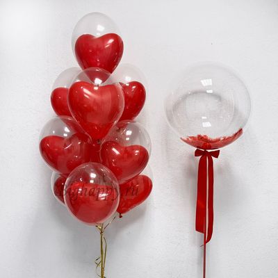 Композиция из воздушных шаров В сердце на 14 февраля