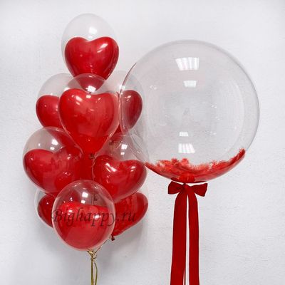 Композиция из воздушных шаров В сердце на 14 февраля