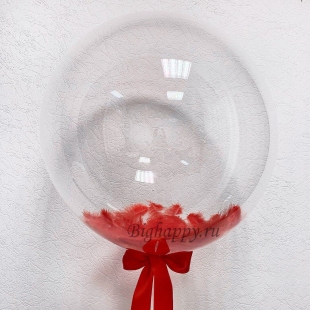 Шар Bubbles c красными перьями фото
