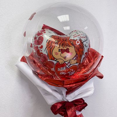 Букет из прозрачного шара Bubble с фольгированным шаром внутри