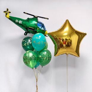 Композиция из шаров &quot;Вертолёт и звезда&quot; фото