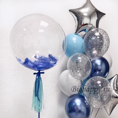Композиция из воздушных шаров Небесное сияние с шаром Bubble