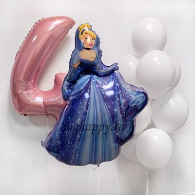 Композиция из воздушных шаров Принцесса Золушка с шаромцифрой