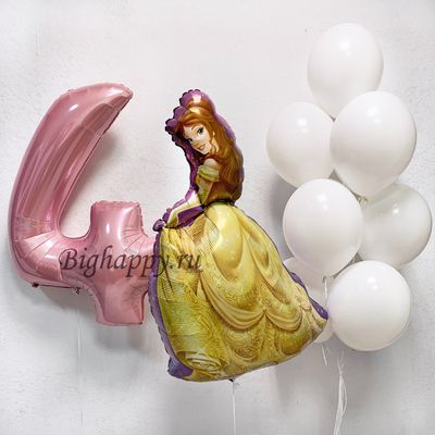 Композиция из воздушных шаров Принцесса Бель и шарцифра