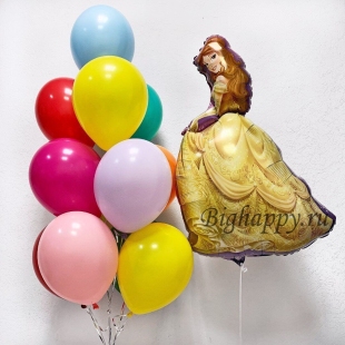 Фонтан из шаров и шар-фигура &quot;Принцесса Бель&quot; фото