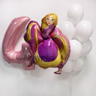 Композиция из шаров &quot;Принцесса Рапунцель&quot; с шаром-цифрой фото
