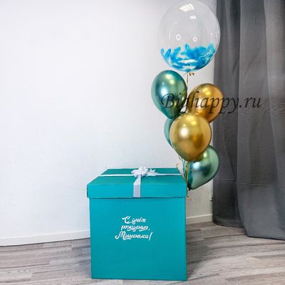 Коробкасюрприз с воздушными шариками Тиффани и шар Bubble