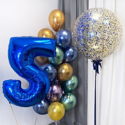 Композиция из воздушных шаров Яркий фонтан на День рождения