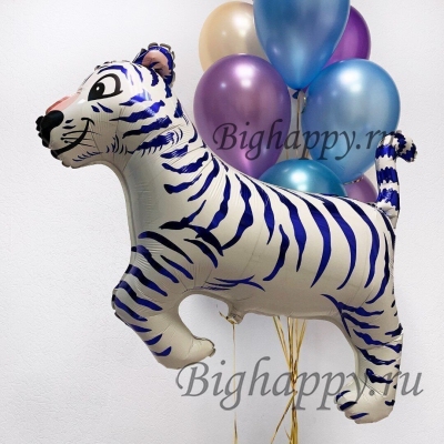 Композиция из воздушных шаров Белый тигр