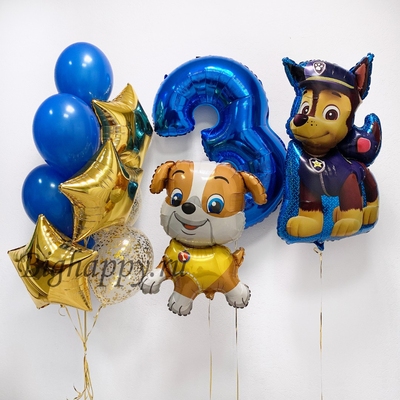 Композиция из воздушных шаров Крепыш и Чейз на День рождения
