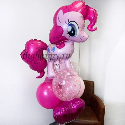 Фонтан из воздушных розовых шаров Пони Пинки Пай
