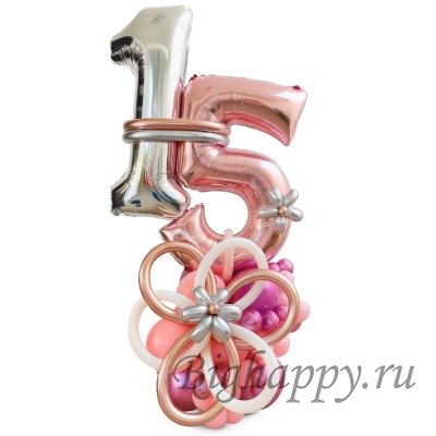 Композиция из воздушных шаров на 15 лет для девочки