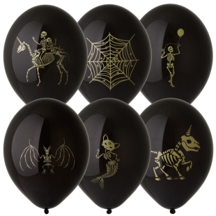 Латексный шар "Скелет Золотой" фото