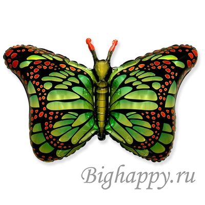 Фольгированный шар с гелием Бабочка с зелеными крыльями