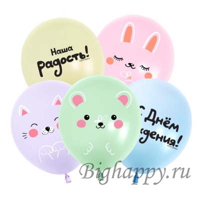 Латексные шарики С мордочками животных  Наша радость