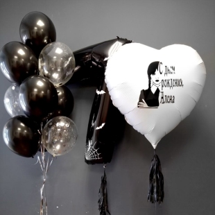Композиция из шаров &laquo;Уэнсдей&raquo; фото