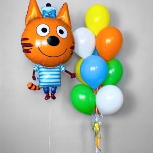 Фольгированный шар &laquo;Коржик&raquo; и фонтан из 10 шаров фото