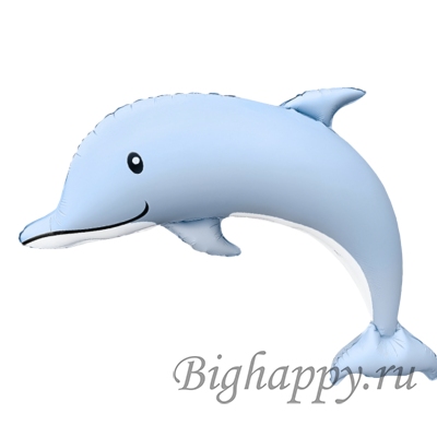 Фольгированный сатиновый шар Большой дельфин, розовый и голубой